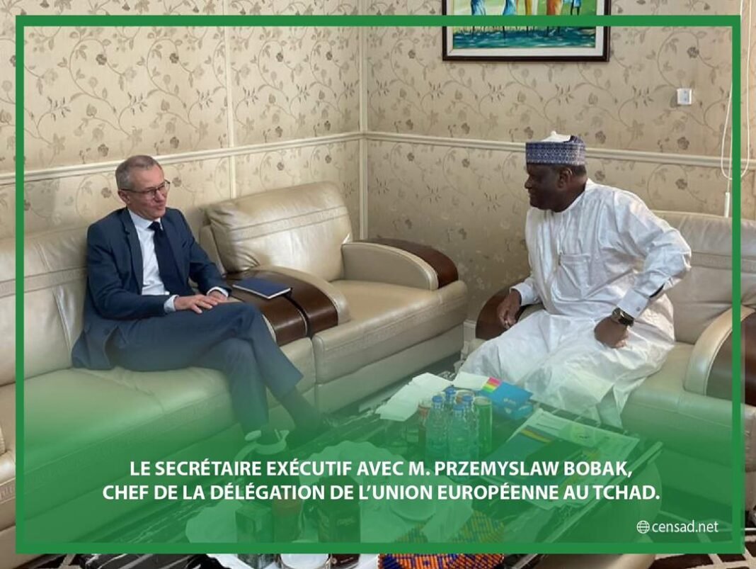 The Executive Secretary H.E.M Ado ELHADJI ABOU received on November 26, 2024 Mr. Przemyslaw BOBAK, Head of the European Union Delegation in Chad. The Executive Secretary H.E.M Ado ELHADJI ABOU received on November 26, 2024 Mr. Przemyslaw BOBAK, Head of the European Union Delegation in Chad.